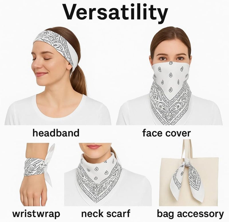 SUNRIBE 3 Pack Paisley Bandanas – 100% Cotton Square 21x21 Head Wrap, Headband, Face Cover, Neck Scarf for Men & Women - Image 5